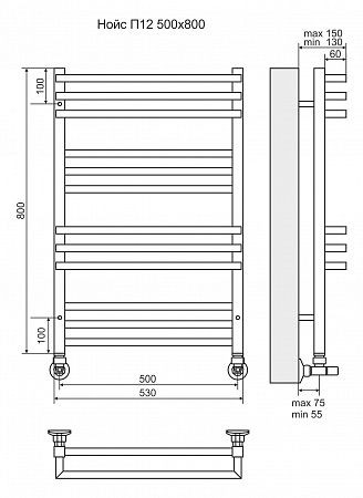Нойс П12 500х800 Полотенцесушитель  TERMINUS Подольск - фото 3