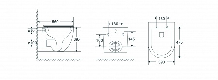 Подвесной унитаз безободковый Terminus Енисей Monolit 560х390 белый Подольск - фото 8