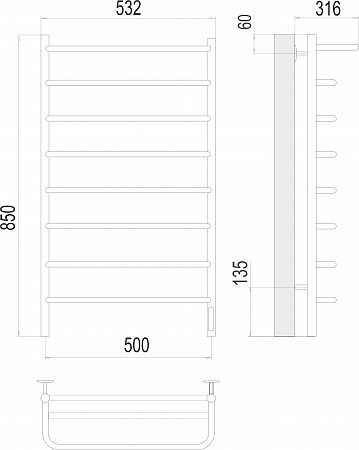 Полка П8 500х850 Электро (quick touch) Полотенцесушитель  TERMINUS Подольск - фото 3