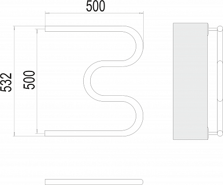 М-обр AISI 32х2 500х500 Полотенцесушитель  TERMINUS Подольск - фото 3