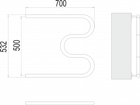 М-обр AISI 32х2 500х700 Полотенцесушитель  TERMINUS Подольск - фото 3