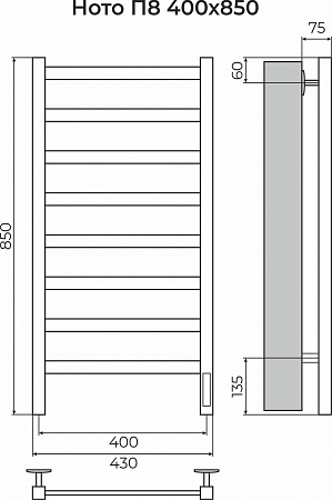 Ното П8 400х850 Электро (quick touch) Полотенцесушитель TERMINUS Подольск - фото 3