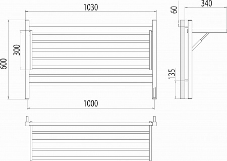 Горизонт П8 1000х600 электро КС ЧЕРНЫЙ МУАР (sensor quick touch) Полотенцесушитель TERMINUS Подольск - фото 5